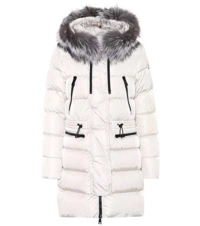 Shop Moncler Aphrotiti Fur-trimmed Down Coat In White