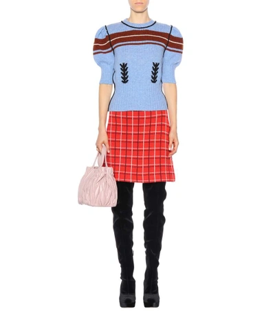 Shop Miu Miu Knitted Virgin Wool Skirt In Red