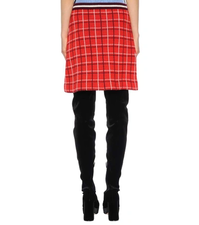 Shop Miu Miu Knitted Virgin Wool Skirt In Red