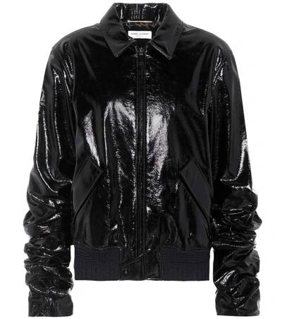 Shop Saint Laurent Patent Leather Jacket In Black