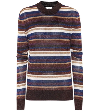Shop Saint Laurent Striped Sweater In Multicoloured