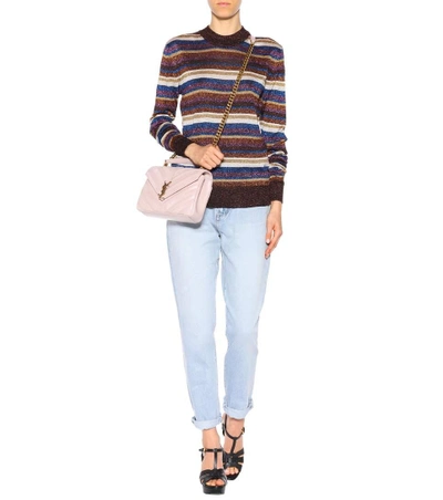 Shop Saint Laurent Striped Sweater In Multicoloured