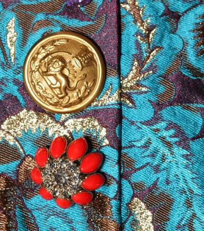 Shop Dolce & Gabbana Floral-jacquard Dress In Blue