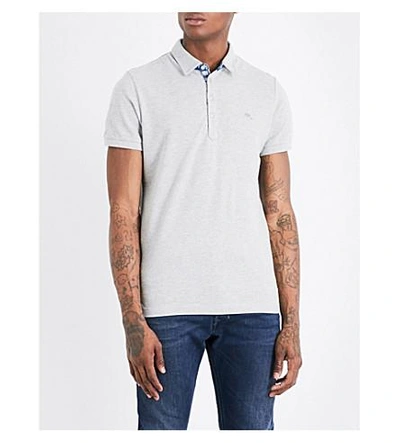 Shop Diesel T-raga Cotton-piqué Polo Shirt In Light Grey Melange