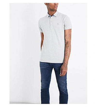 Shop Diesel T-raga Cotton-piqué Polo Shirt In Light Grey Melange