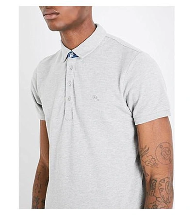 Shop Diesel T-raga Cotton-piqué Polo Shirt In Light Grey Melange