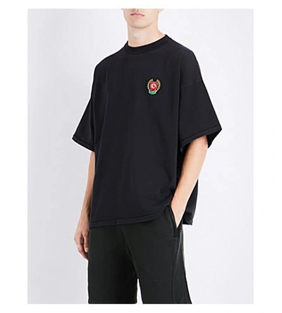 Yeezy Season 5 Patch Appliqué Cotton-jersey T-shirt In Ink | ModeSens