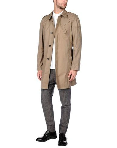 Shop Dolce & Gabbana Overcoats In Khaki