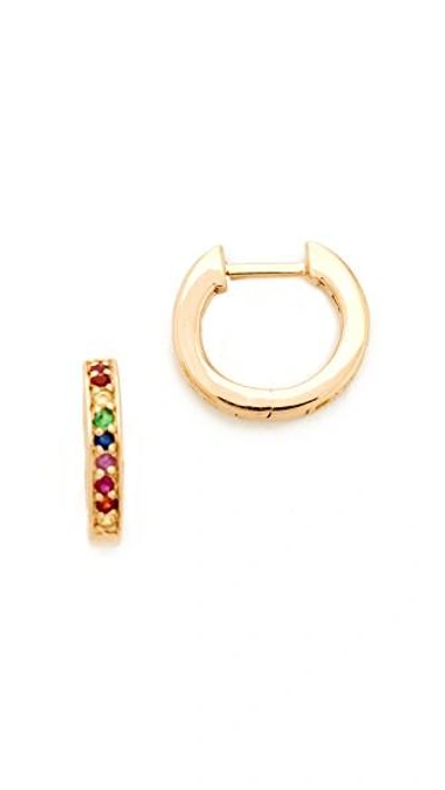 Shop Sydney Evan 14k Gold Small Rainbow Huggie Hoop Earrings In Multi
