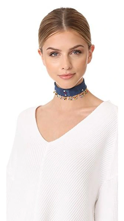 Shop Dannijo Amabel Choker Necklace In Indigo Blue/multi