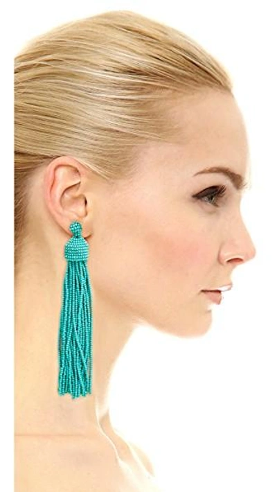 Shop Kenneth Jay Lane Tassel Earrings In Turquoise