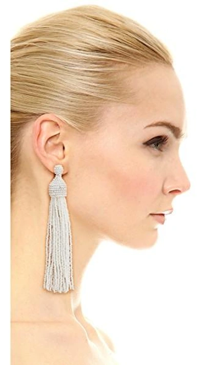Shop Kenneth Jay Lane Tassel Earrings In White