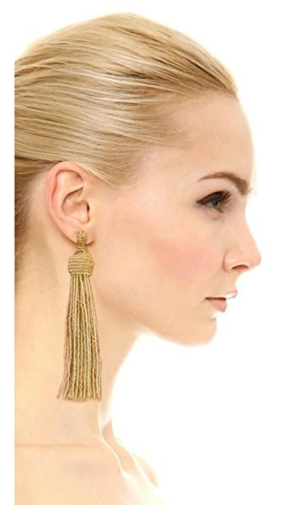 Shop Kenneth Jay Lane Tassel Earrings In Gold