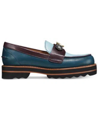 Shop Coach Lenox Loafers In Dark Denim/ Steel Blue