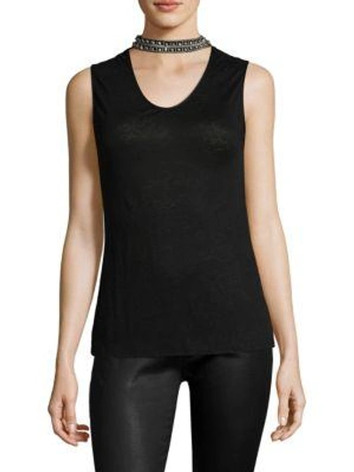 Shop Generation Love Lolita Embellished Linen Top In Black