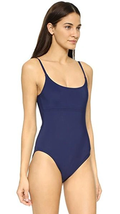 Shop Karla Colletto Skinny Scoop Swimsuit In Navy