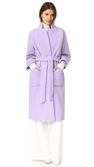 Ganni Fenn Wool-blend Coat In Pastel Lilac ModeSens