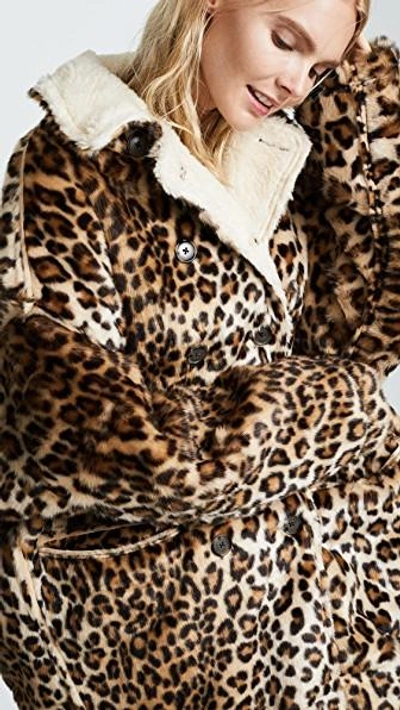 Leopard Hunting Faux Fur Coat
