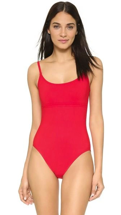 Shop Karla Colletto Skinny Scoop One Piece In Cherry