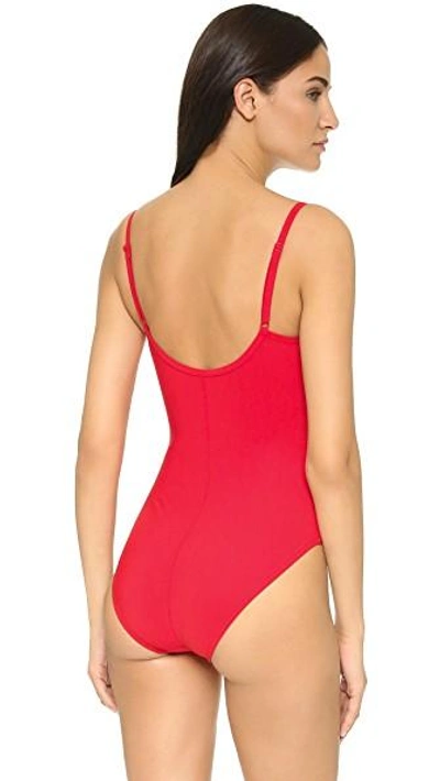 Shop Karla Colletto Skinny Scoop One Piece In Cherry