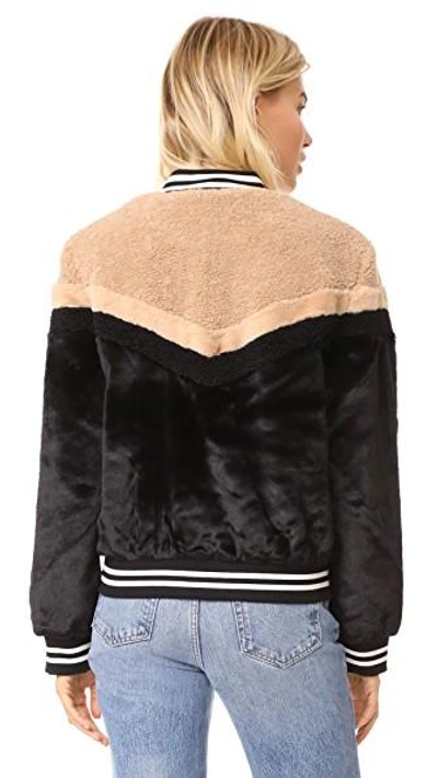 Shop Free People Mixed Faux Fur Bomber In Black