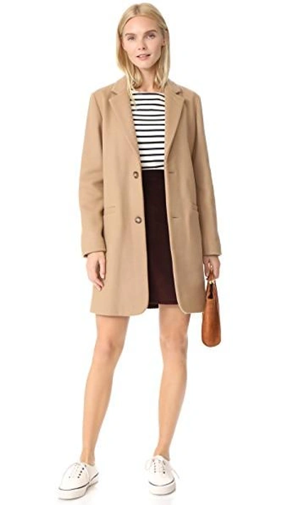 Shop Apc Carver Coat In Beige