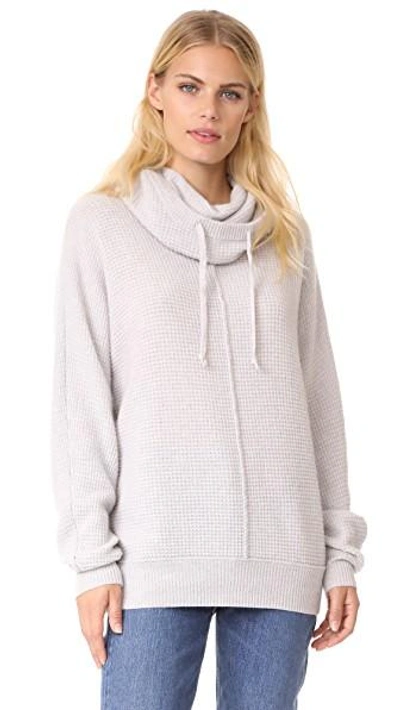 James Perse Mock Neck Cashmere Hoodie In Pearl ModeSens