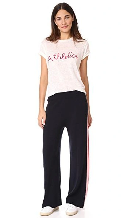 Shop Chinti & Parker Mouline Intarsia Track Pants In Navy/rose/cherry