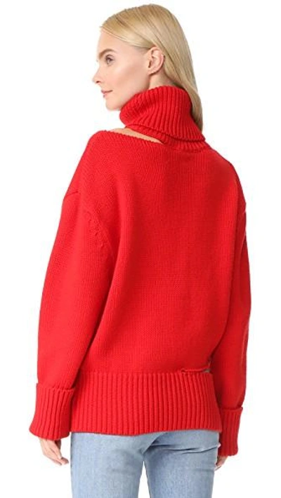Shop Monse Cutout Turtleneck Sweater In Red