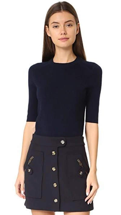 Shop Veronica Beard Cyprus Short Sleeve Sweater In Navy