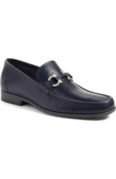 Shop Ferragamo Men's Salvatore  Grandioso Bit Loafer In Blue Leather