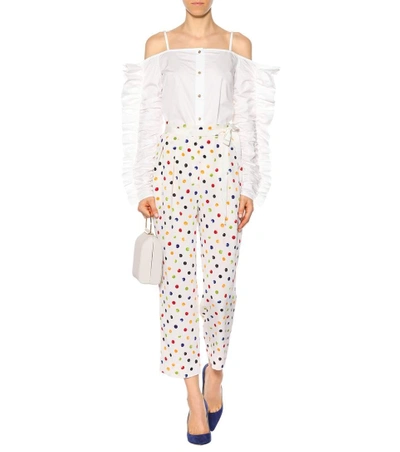 Shop Anna October Cropped Polka-dot Trousers In Multicoloured