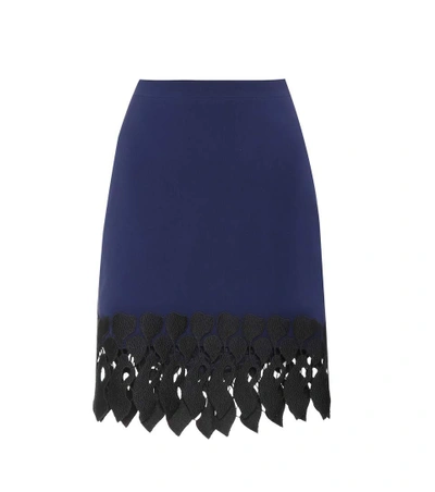 Shop David Koma Embroidered Skirt In Blue