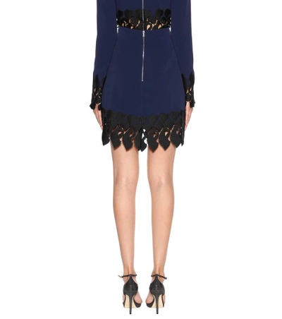 Shop David Koma Embroidered Skirt In Blue