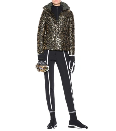 Shop Fendi Fur-trimmed Jacquard Ski Jacket In Black