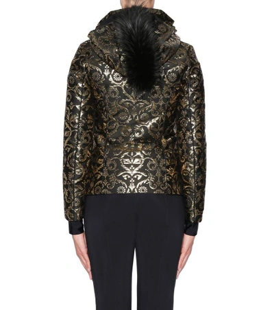 Shop Fendi Fur-trimmed Jacquard Ski Jacket In Black