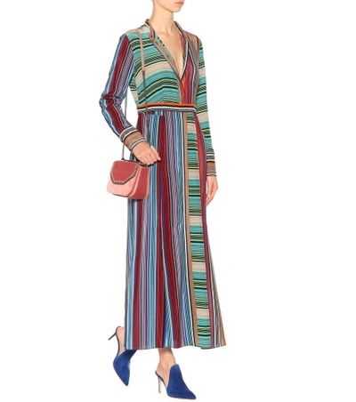 Shop Diane Von Furstenberg Striped Silk Dress In Multicoloured