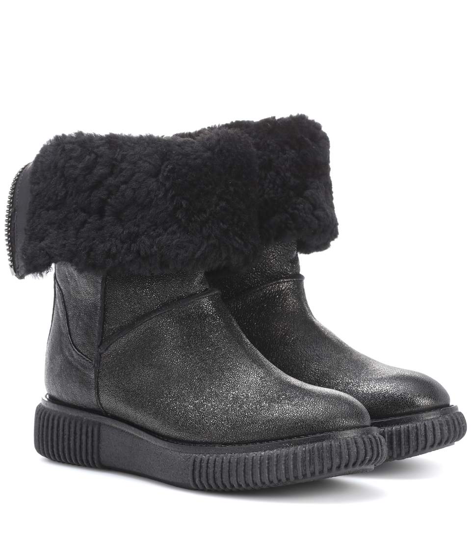fur lined ankle booties