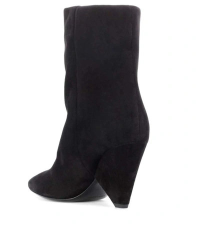 Shop Saint Laurent Niki 85 Suede Ankle Boots In Black
