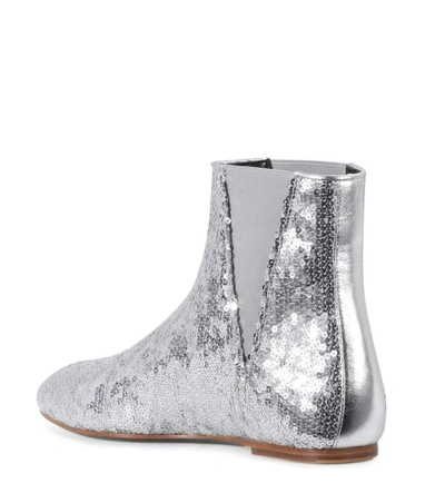 Shop Loewe Sequined Ankle Boots In Silver