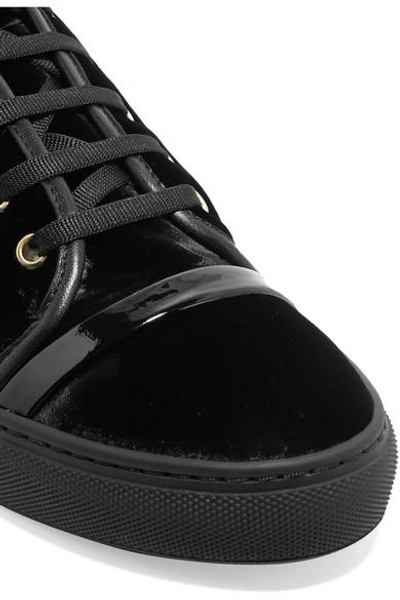 Shop Lanvin Shearling-lined Velvet High-top Sneakers
