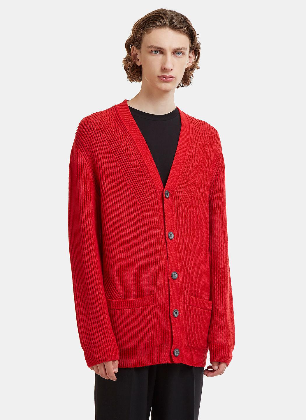 Lanvin Oversized Ribbed Knit Cardigan In Red | ModeSens