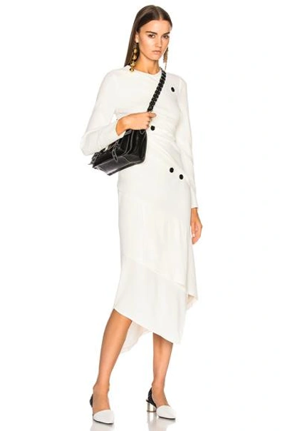 Shop Proenza Schouler Satin Sable Long Sleeve Spiral Midi Dress In White