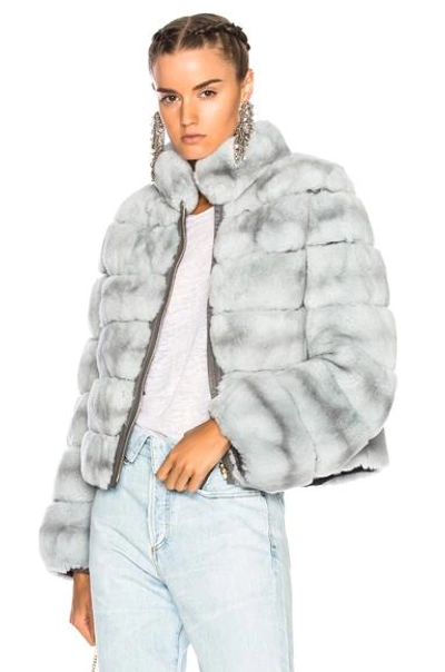 Shop Yves Salomon Rex Fur Jacket In Blue