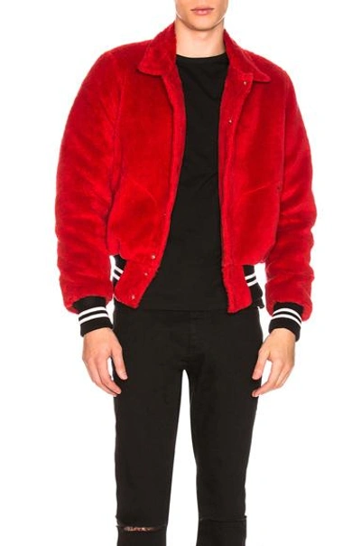 Shop Amiri Sherpa Bomber Jacket In Red