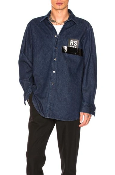 Shop Raf Simons Denim Shirt In Navy In Blue. In Dark Navy