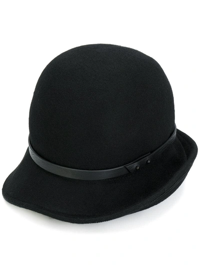 Shop Isabel Benenato Upturned Brim Cloche Hat In Black