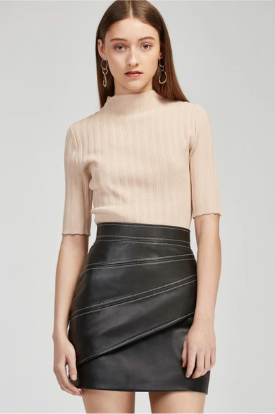 Shop C/meo Collective Lesson Learnt Leather Skirt In Black And Ivory