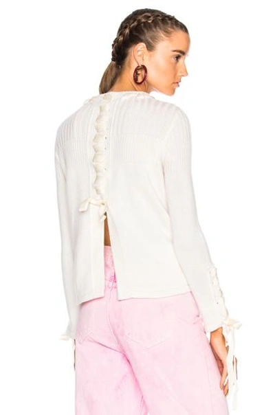 Shop Fendi Ribbon Detail Sweater In White