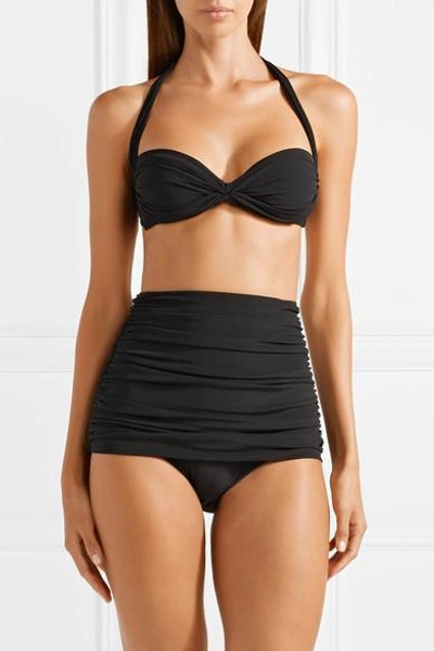 Shop Norma Kamali Bill Ruched Halterneck Bikini Top
